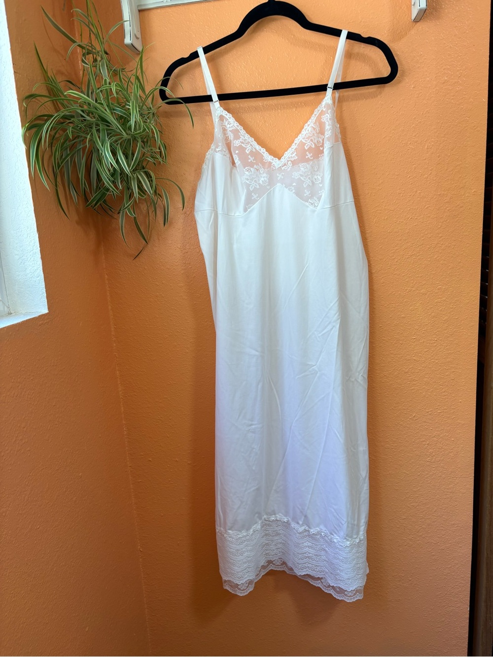 Vintage Vanity Fair White Lace-Trim Slip